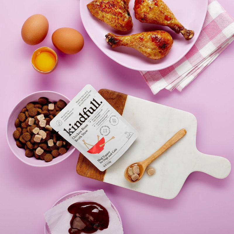slide 2 of 7, Chicken Bone Broth Stew Wet Meal Topper for Dog and Cat Food - 3oz - Kindfull™, 3 oz