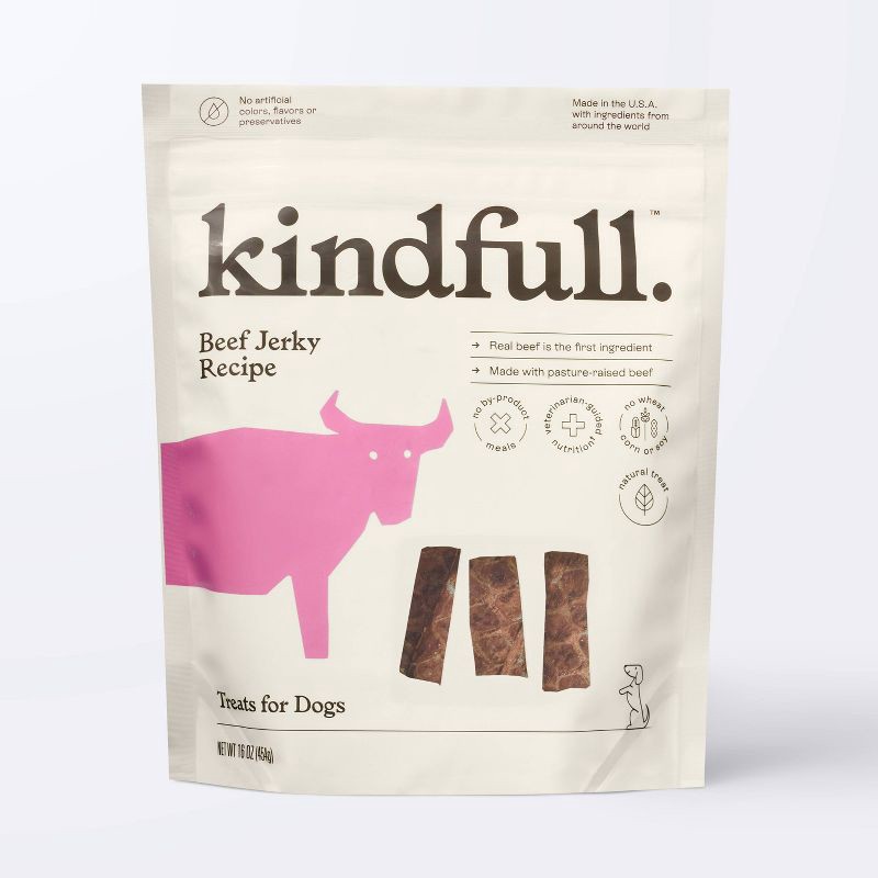 slide 1 of 3, Pasture Raised Beef Jerky Recipe Dog Treats - 16oz - Kindfull™, 16 oz