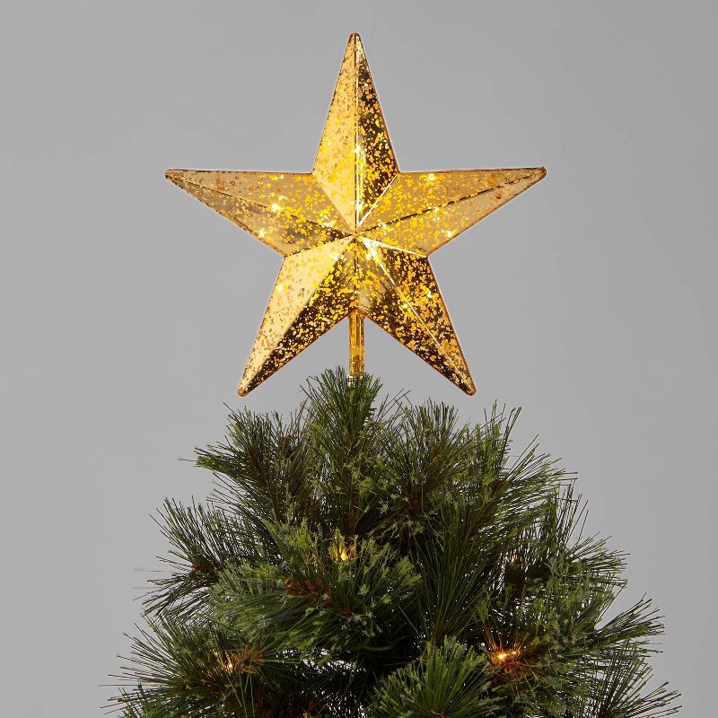 slide 1 of 2, 10in Lit Mercury Star Christmas Tree Topper Gold - Wondershop, 1 ct