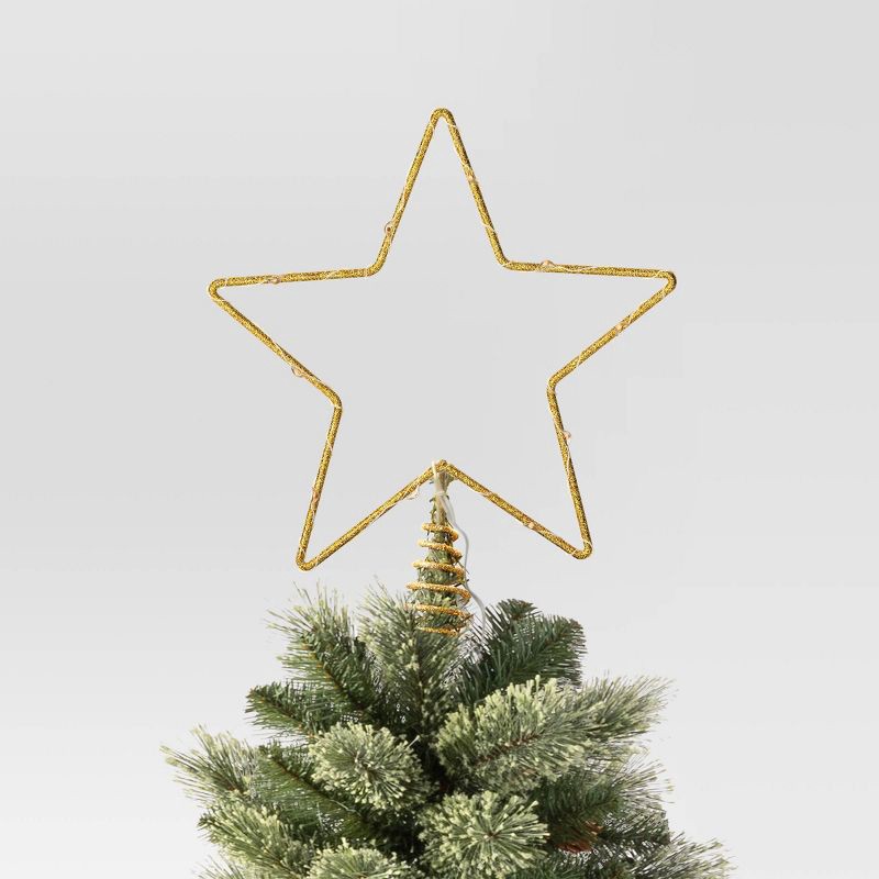 slide 3 of 4, 10in LED Lit Dewdrop Glitter Metal Open Star Christmas Tree Topper Gold - Wondershop™, 1 ct