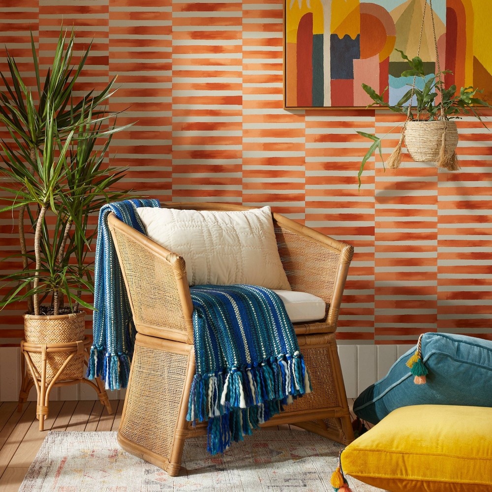 slide 2 of 4, Woven Striped Throw Blanket Teal - Opalhouse designed with Jungalow, 1 ct