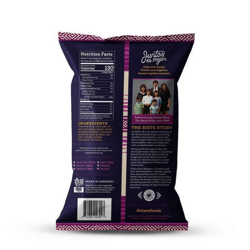 slide 2 of 6, Siete Grain Free Cinnamon Chips Churro Strips – 5oz, 5 oz