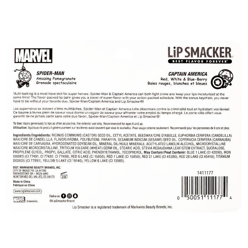 slide 5 of 6, Lip Smacker Marvel Hero Lip Balm – Spider-Man /Captain America – 2pk, 2 ct