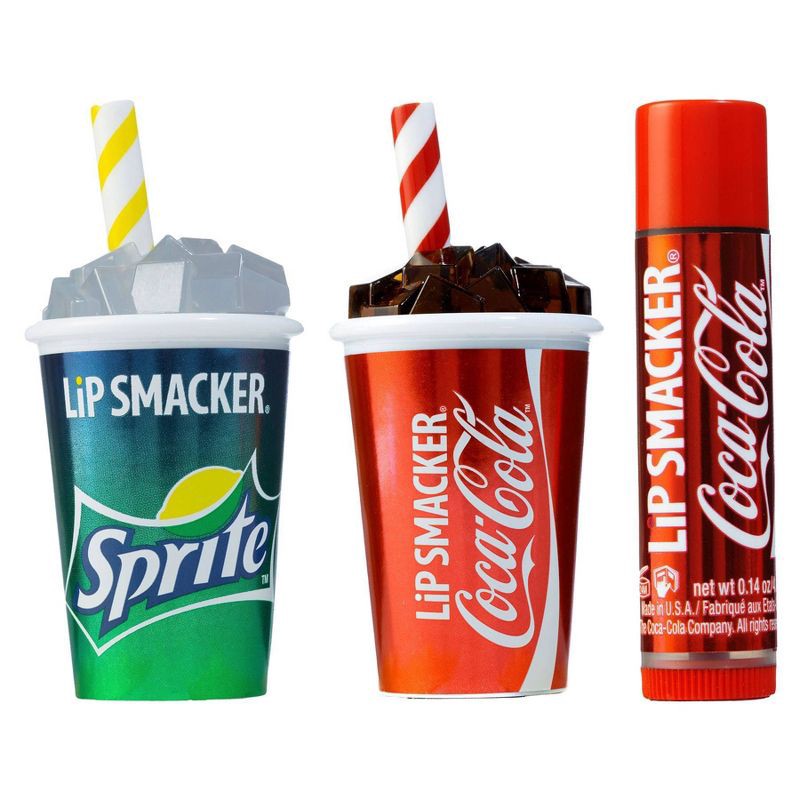 slide 1 of 7, Lip Smacker Beverage Cup Lip Balm – Sprite/Coke – 3pk, 3 ct