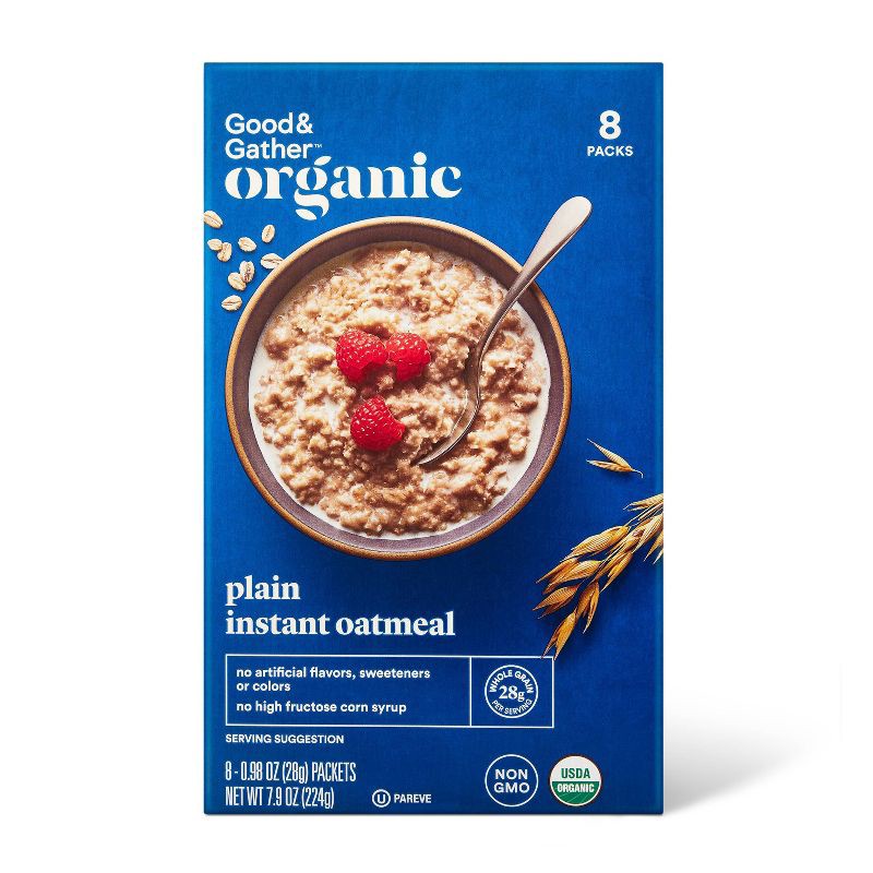 slide 1 of 3, Organic Plain Instant Oatmeal Packet - 7.9oz/8ct - Good & Gather™, 8 ct; 7.9 oz