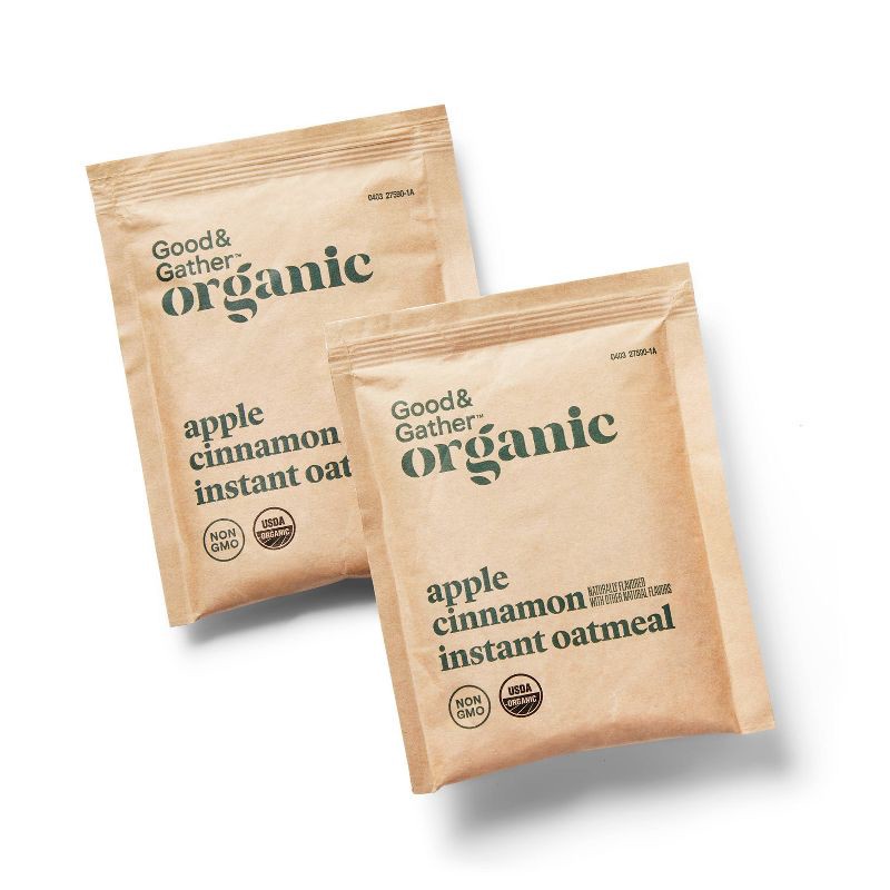 slide 2 of 3, Organic Apple Cinnamon Instant Oatmeal Packets - 11.28oz/8ct - Good & Gather™, 11.28 oz, 8 ct