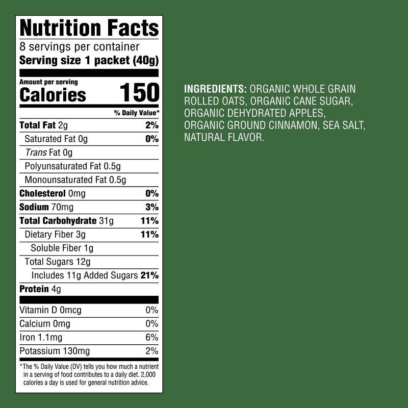 slide 4 of 4, Organic Apple Cinnamon Instant Oatmeal Packets - 11.28oz/8ct - Good & Gather™, 11.28 oz, 8 ct