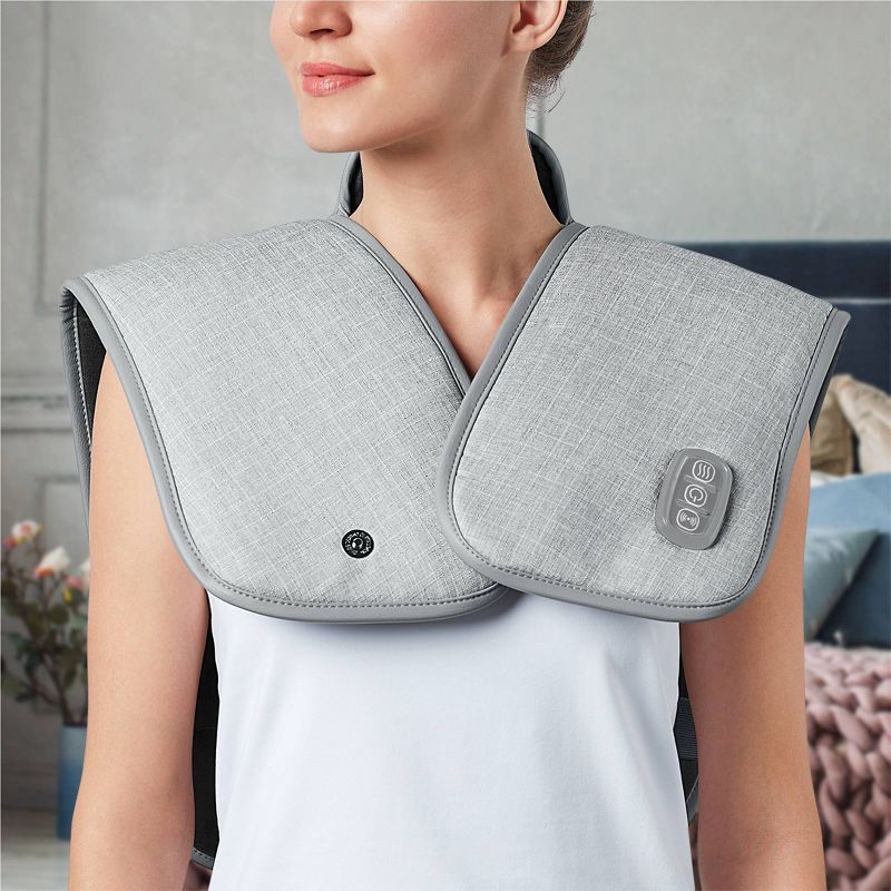 slide 2 of 7, Sharper Image Heated Neck And Shoulder Massager Wrap: Electric Polyester Massage Body Wrap, 1 ct