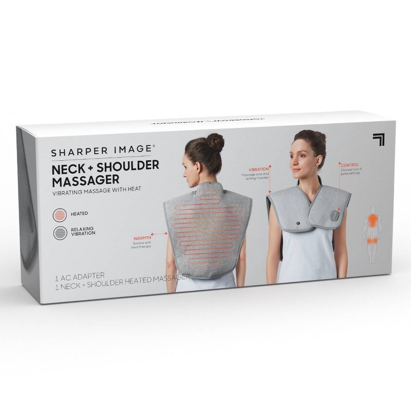 slide 6 of 7, Sharper Image Heated Neck And Shoulder Massager Wrap: Electric Polyester Massage Body Wrap, 1 ct