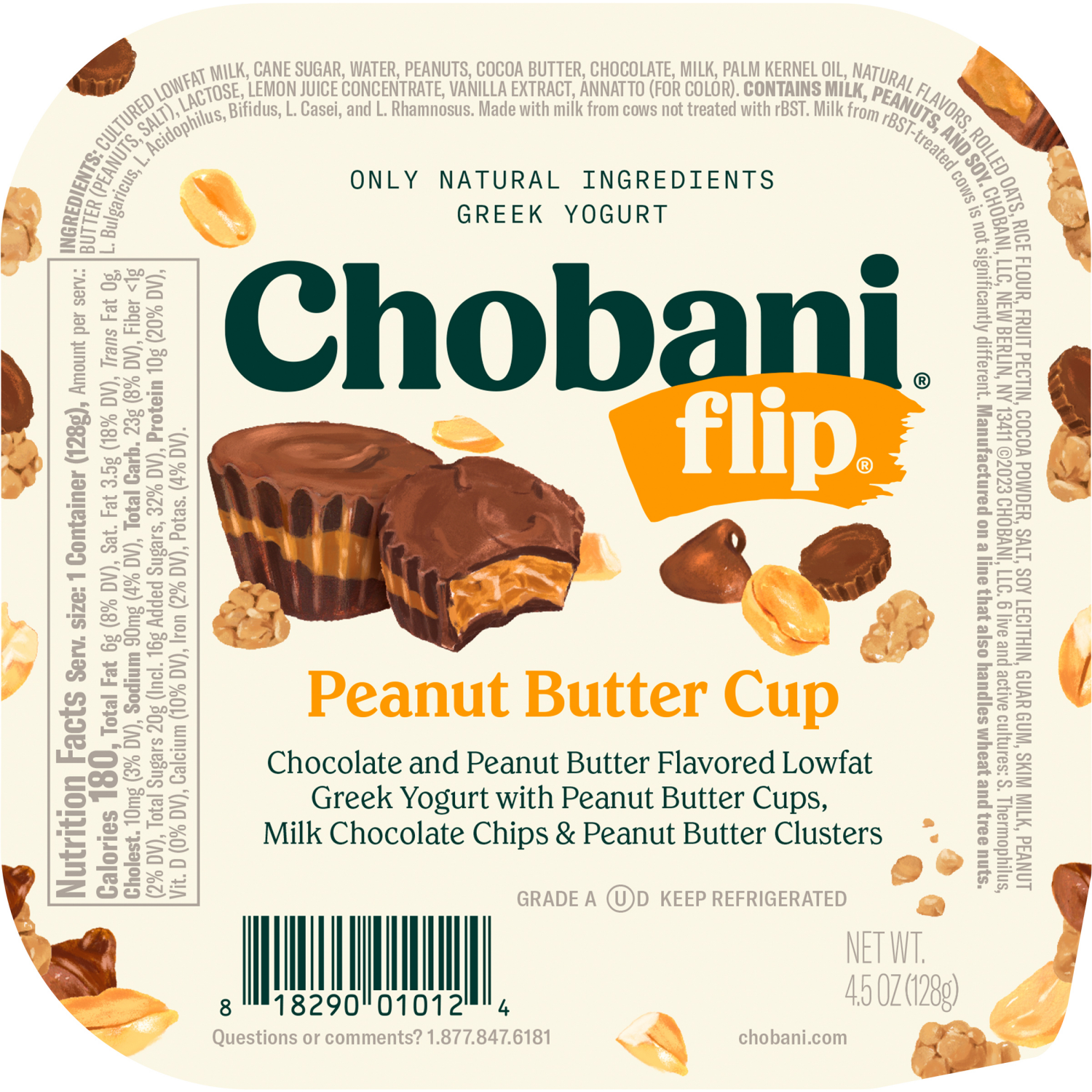 slide 4 of 5, Chobani Yogurt, Greek, Peanut Butter Cup, 4.5 oz