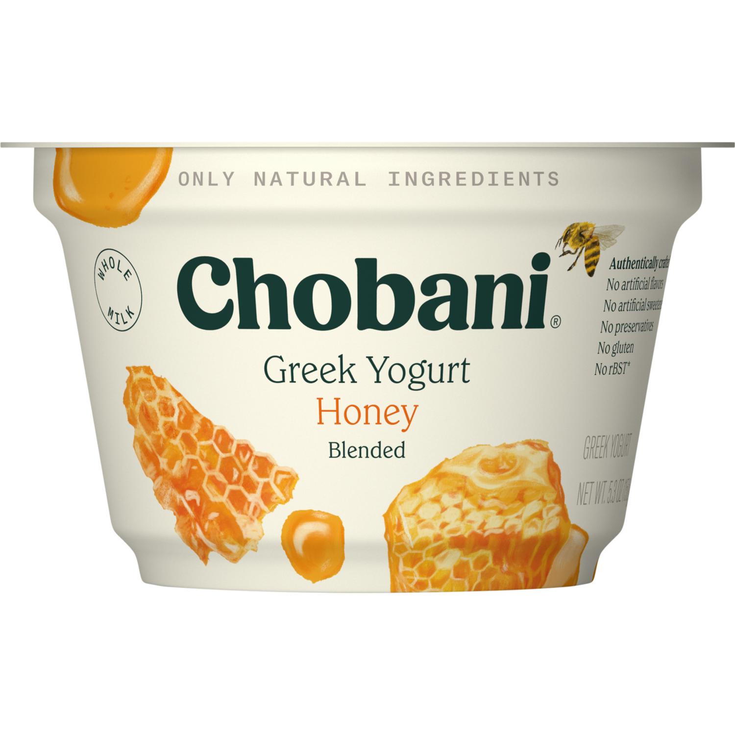 slide 3 of 5, Chobani Yogurt, Greek, Honey, Blended, 5.3 oz