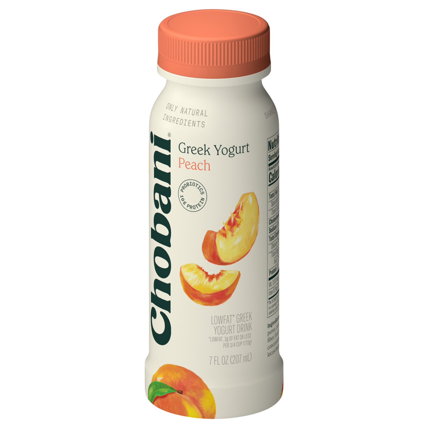 slide 3 of 7, Chobani Low-Fat Peach Greek Yogurt Drink 7 fl oz, 7 fl oz