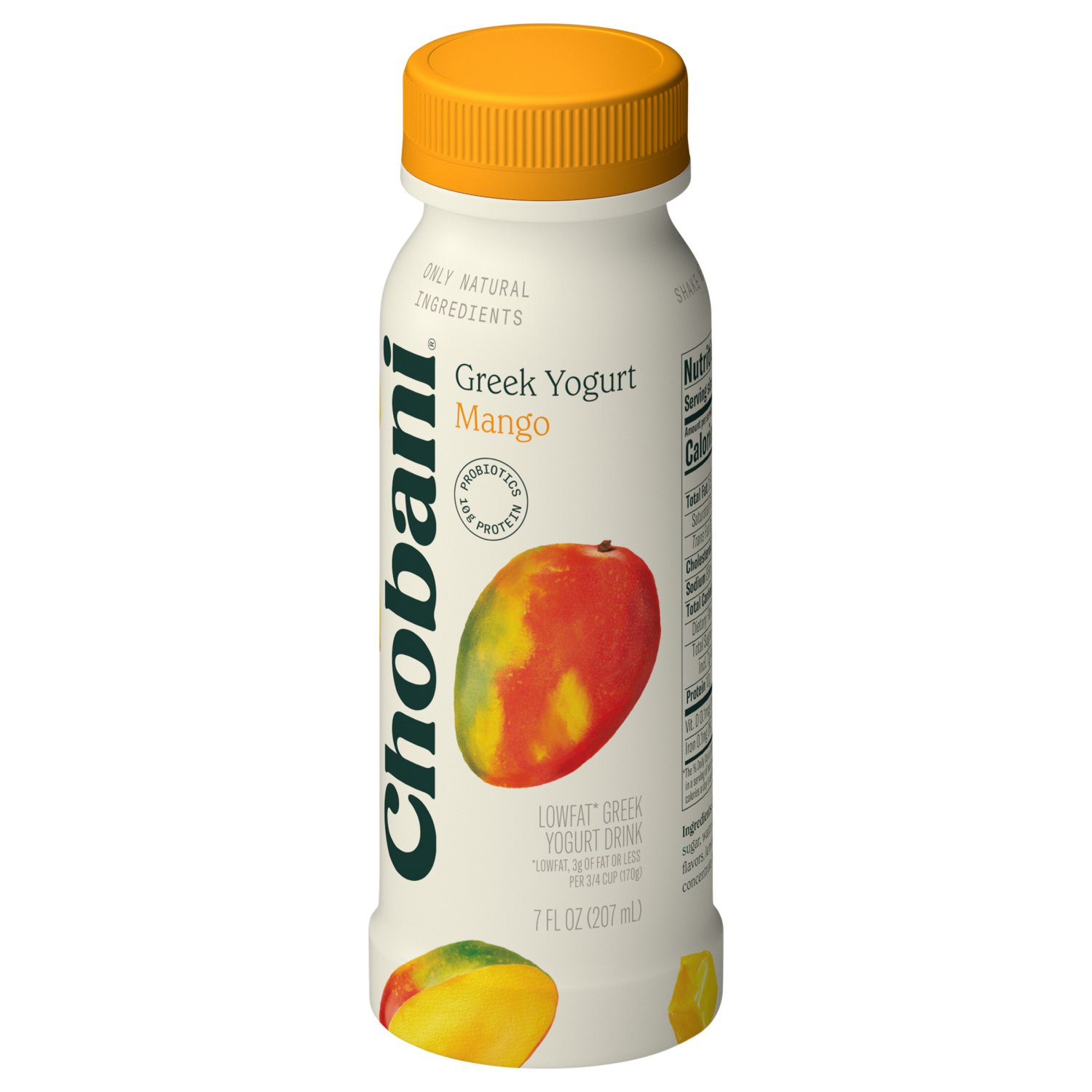 slide 3 of 7, Chobani Yogurt Drink, Greek, Low-Fat, Mango, 7 oz