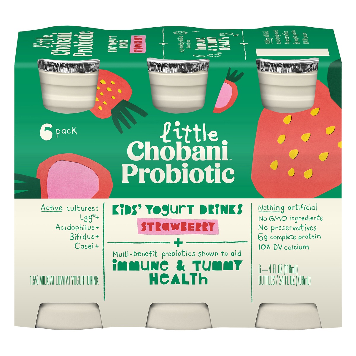 slide 1 of 8, Chobani Gimmes Bizzy Buzzy Strawberry Yogurt Milkshake 6-4 Fl. Oz. Bottles, 24 fl oz