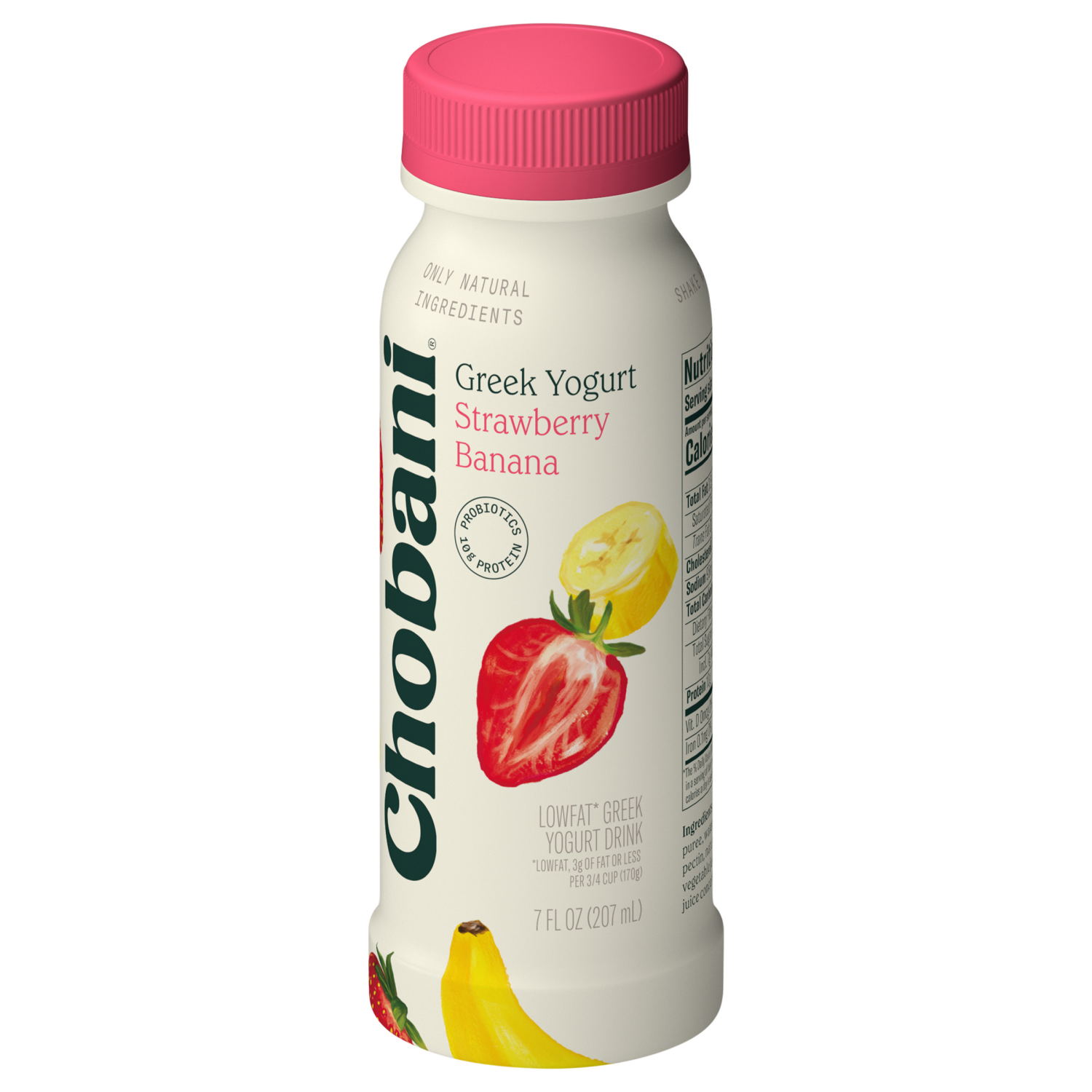 slide 3 of 7, Chobani Low-Fat Strawberry Banana Greek Yogurt Drink 7 fl oz, 7 fl oz