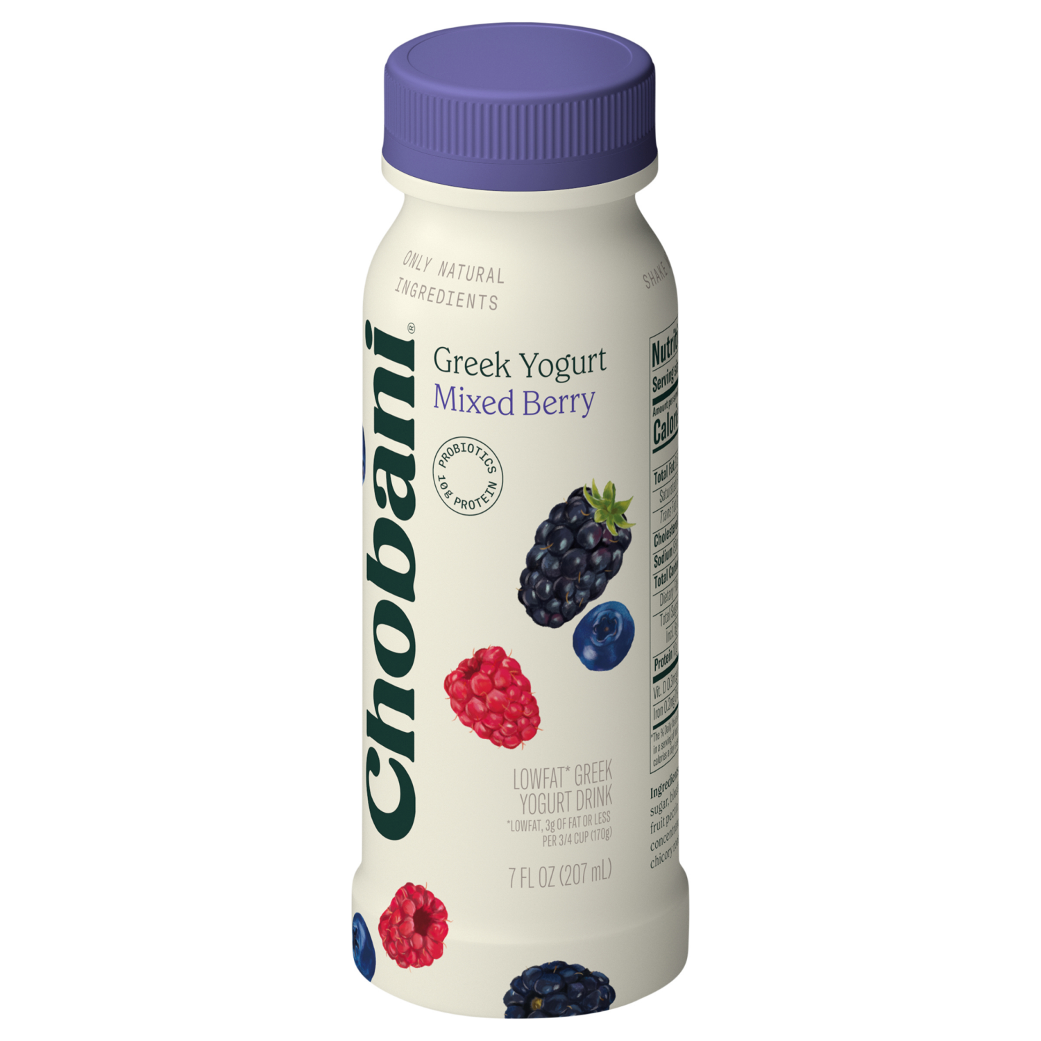 slide 3 of 7, Chobani Low-Fat Mixed Berry Greek Yogurt Drink 7 fl oz, 7 fl oz