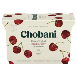 Chobani Yogurt, Greek, Non-Fat, Black Cherry, 4 Value Pack