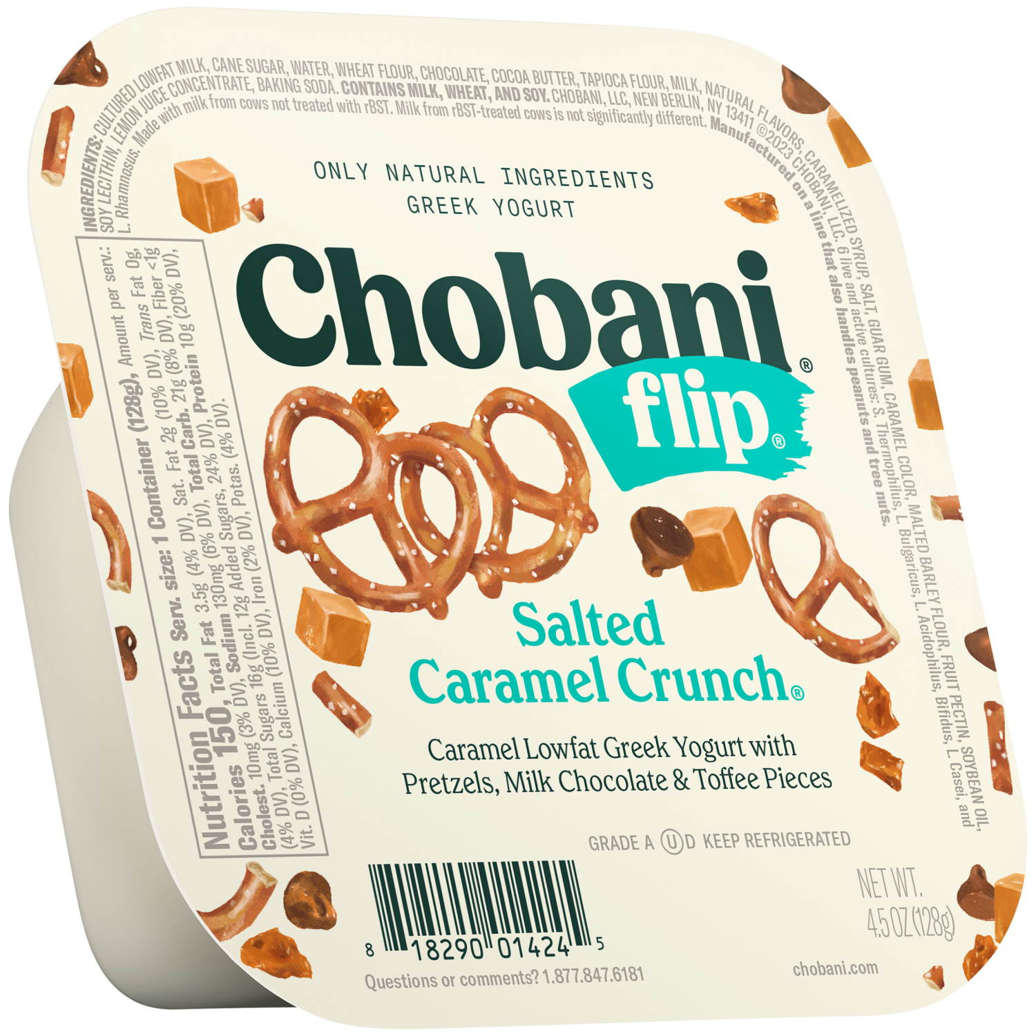 slide 1 of 5, Chobani Flip Low-Fat Salted Caramel Crunch with Chocolate & Toffee Greek Yogurt 4.5oz, 4.5 oz