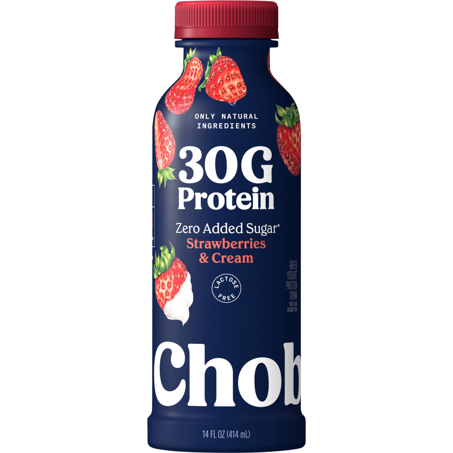 slide 3 of 5, Chobani® 30g Protein Lowfat Greek Yogurt Drink Strawberries & Cream, 14 fl oz