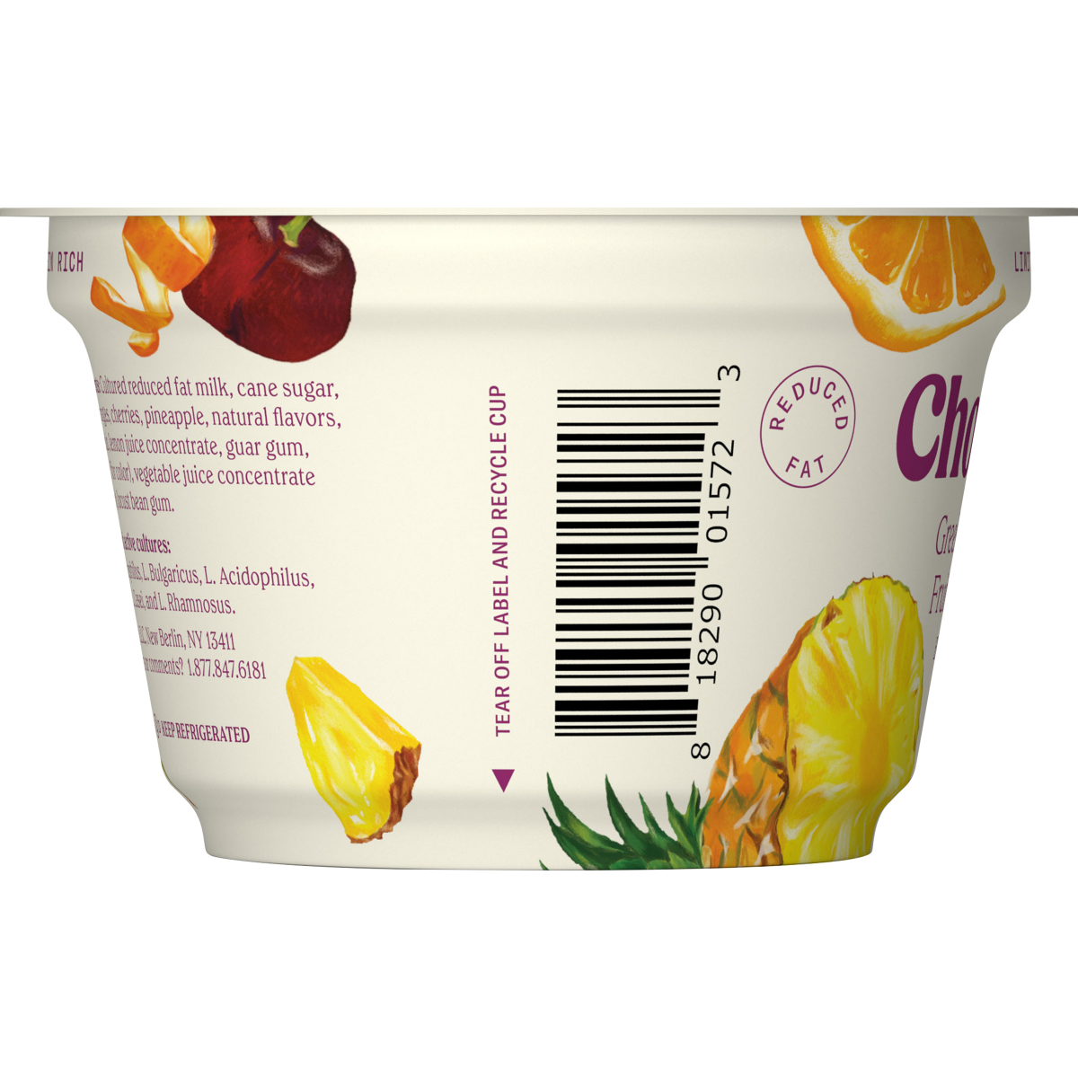 slide 3 of 5, Chobani Yogurt, Reduced Fat, Fruit Punch, Blended, Greek, 5.3 oz