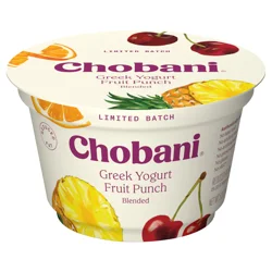 Chobani Yogurt, Reduced Fat, Fruit Punch, Blended, Greek