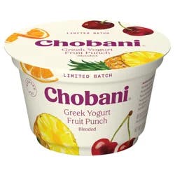 Chobani Yogurt, Reduced Fat, Fruit Punch, Blended, Greek