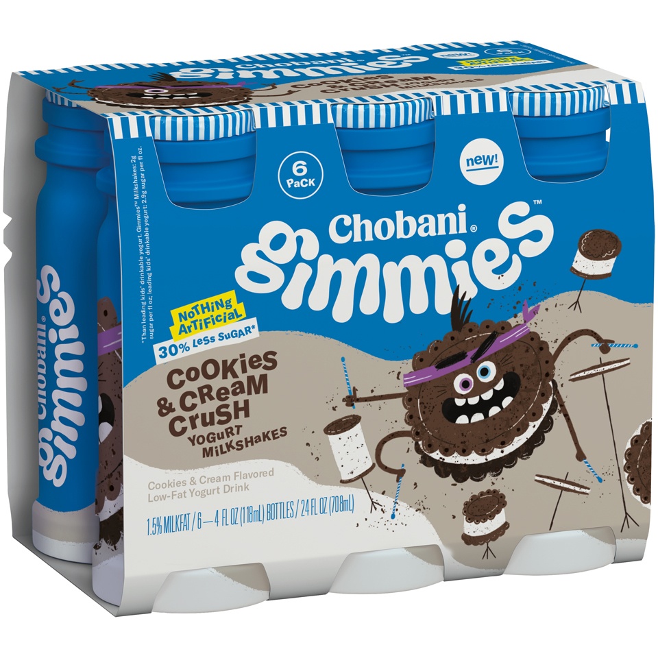 slide 2 of 8, Chobani Gimmies Cookies & Cream Crush Yogurt Milkshakes, 6 ct; 4 fl oz