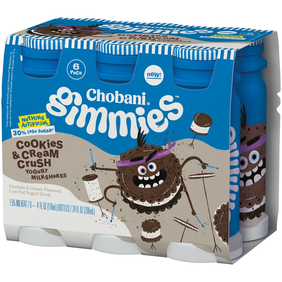 slide 3 of 8, Chobani Gimmies Cookies & Cream Crush Yogurt Milkshakes, 6 ct; 4 fl oz