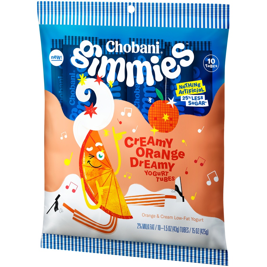 slide 2 of 7, Chobani Gimmies Creamy Orange Dreamy Yogurt Tubes 10 - 1.5 Oz Tubes, 15 oz