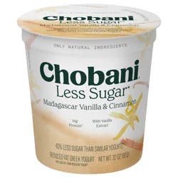 Chobani Less Sugar Low-Fat Madagascar Vanilla & Cinnamon Greek Yogurt - 32 oz