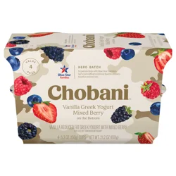 Chobani Low-Fat Hero Batch Vanilla Mixed Berry on the Bottom Greek Yogurt 5.3oz 4ct