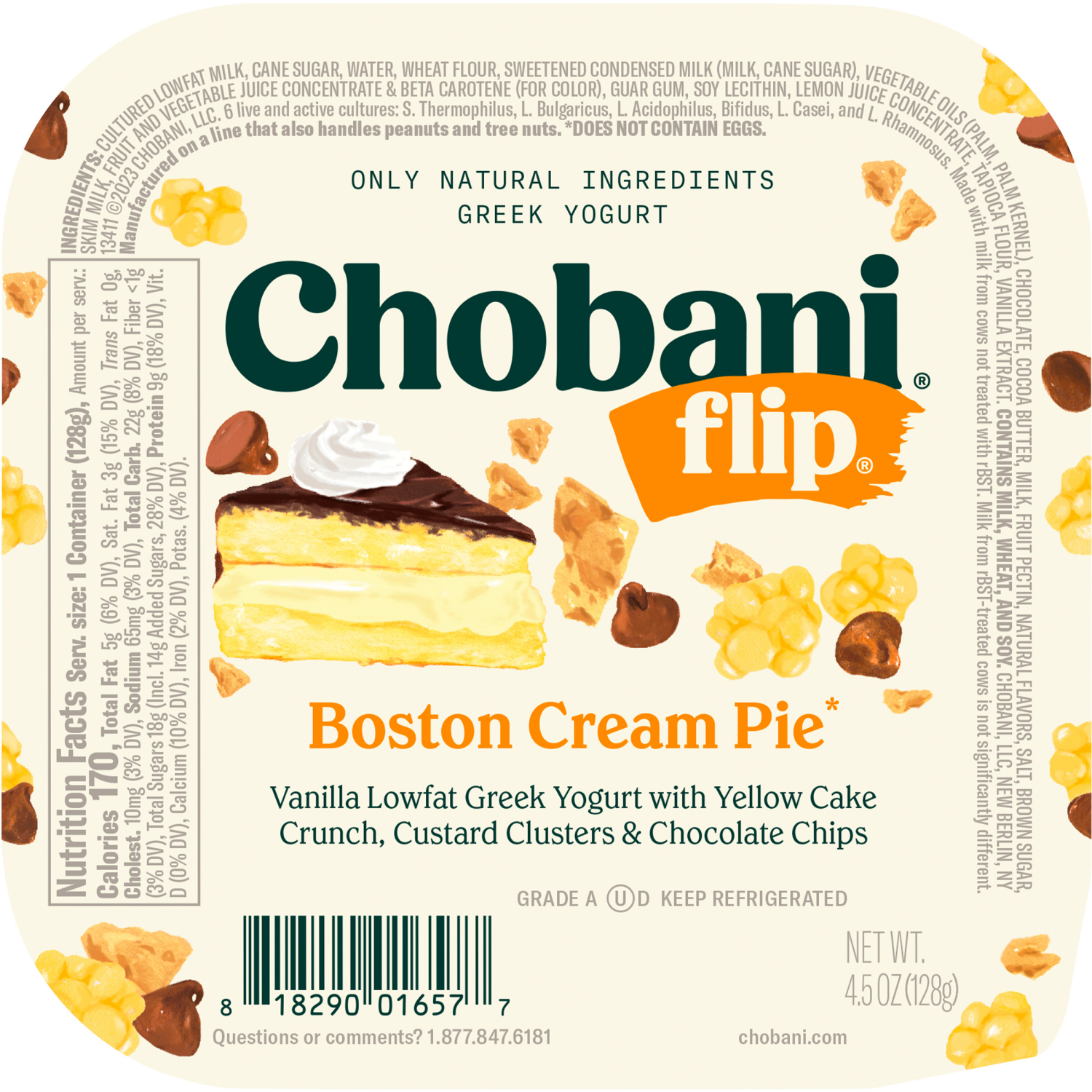 slide 4 of 5, Chobani Flip Low-Fat Greek Yogurt Boston Cream Pie 4.5oz, 4.5 oz