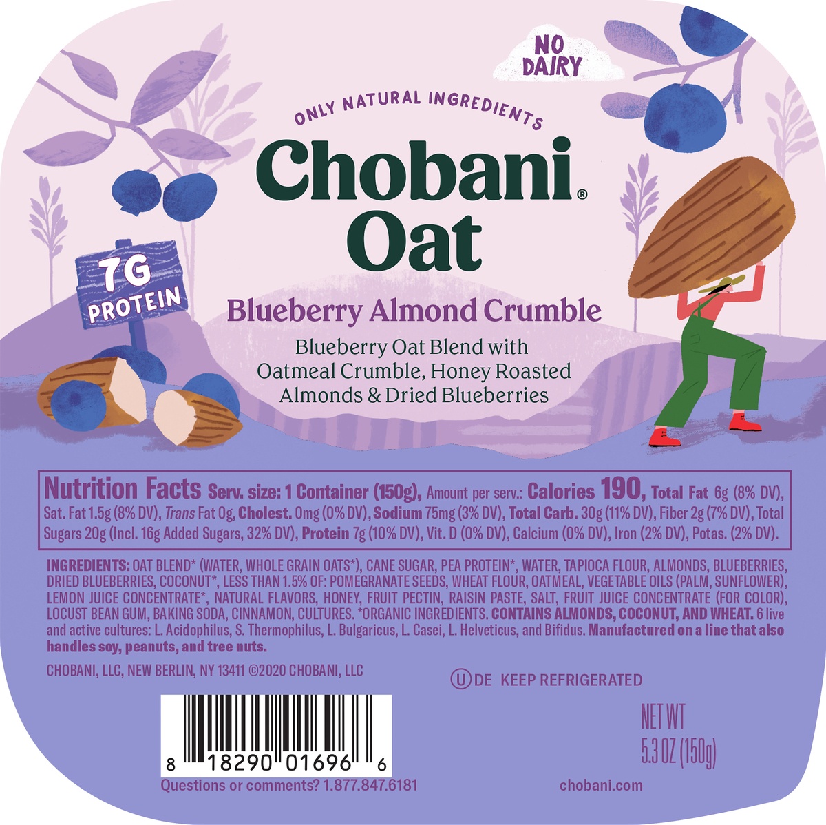 slide 6 of 10, Chobani Blueberry Almond Crumble Yogurt, 5.3 oz