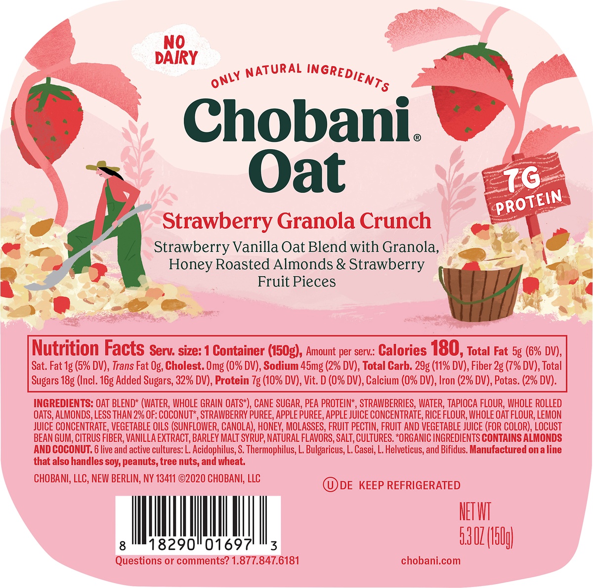 slide 6 of 7, Chobani Oat Strawberry Granola Crunch Yogurt, 5.3 oz