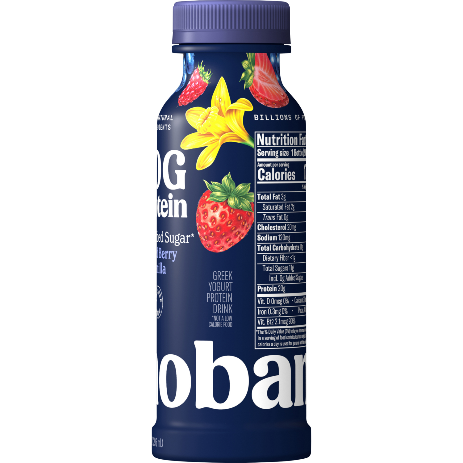 slide 5 of 5, Chobani Protein Drink, Zero Added Sugar, Greek Yogurt, Mixed Berry Vanilla, 10 oz