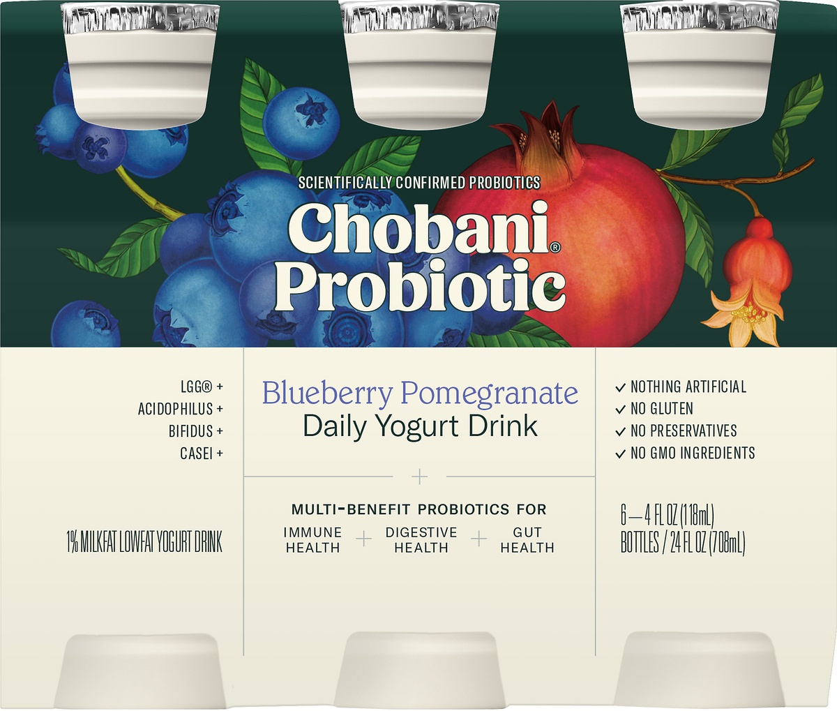 slide 9 of 10, Chobani Probiotic Blueberry Pomegranate Yogurt Drink, 6 ct