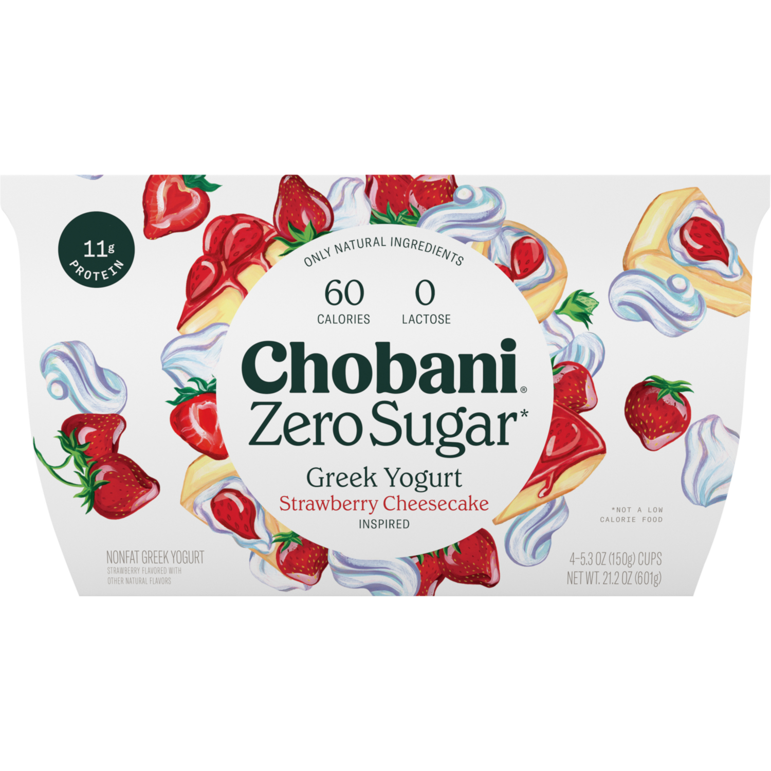 slide 3 of 5, Chobani Yogurt, Zero Sugar, Strawberry Cheesecake, 4 ct