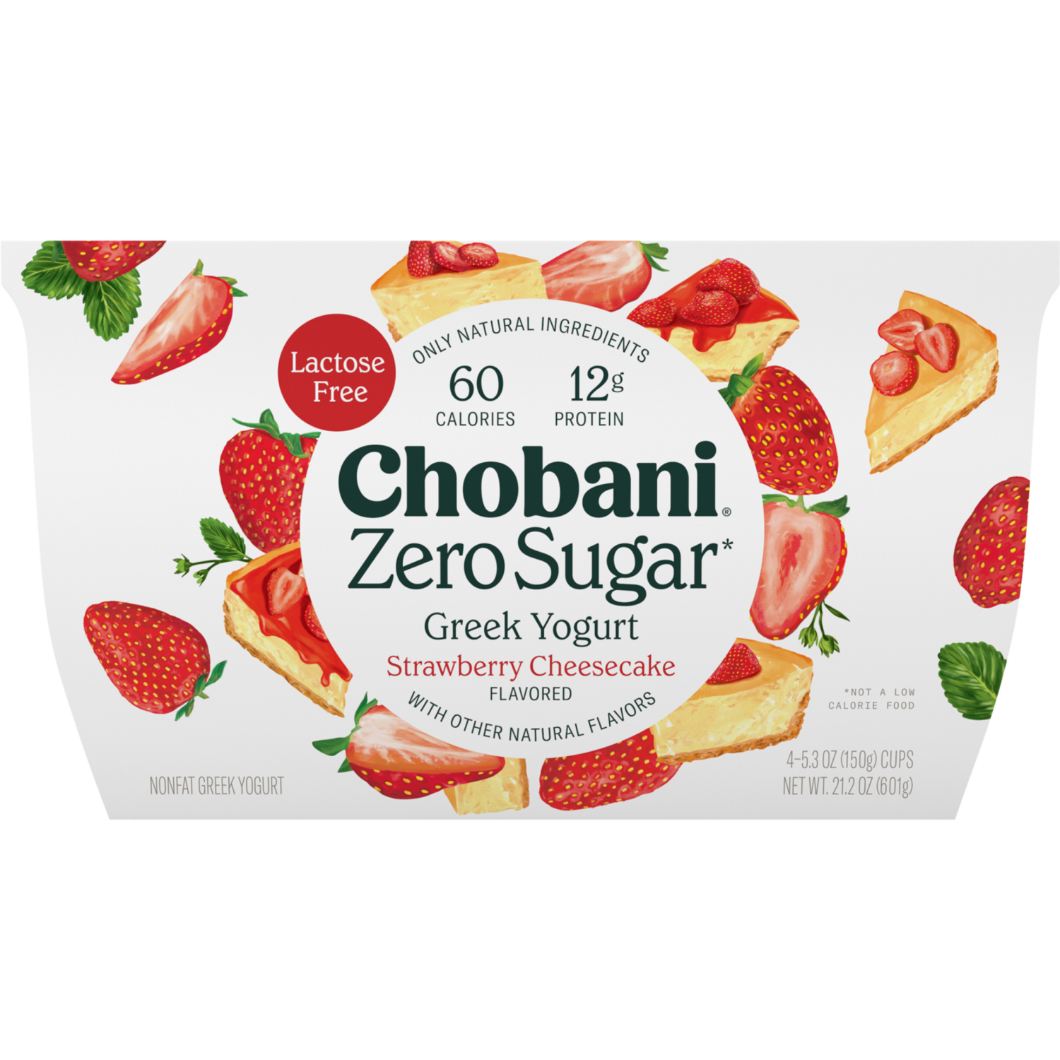 slide 4 of 5, Chobani Yogurt, Zero Sugar, Strawberry Cheesecake, 4 ct