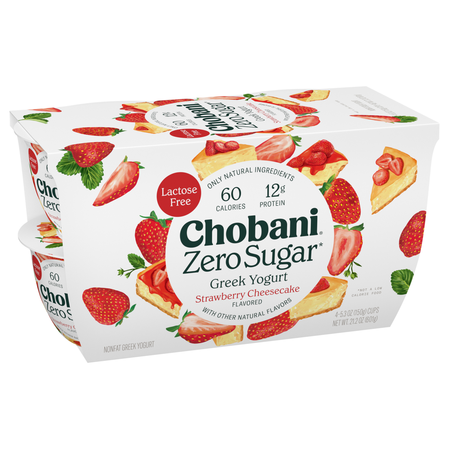 slide 5 of 5, Chobani Yogurt, Zero Sugar, Strawberry Cheesecake, 4 ct