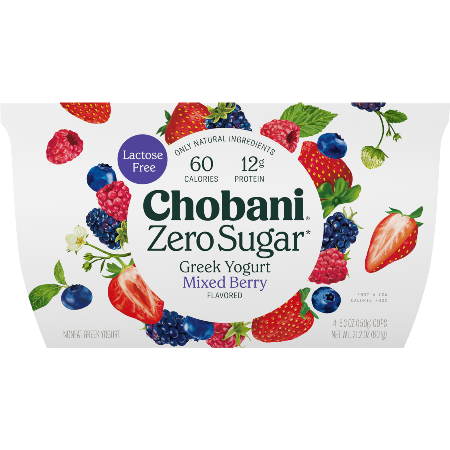 slide 3 of 5, Chobani Yogurt, Zero Sugar, Mixed Berry Flavor, 4 ct