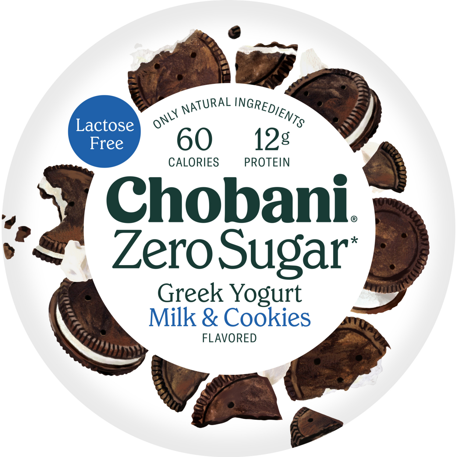 slide 4 of 5, Chobani Yogurt-Cultured, Zero Sugar, Milk & Cookies Flavor, 5.3 oz