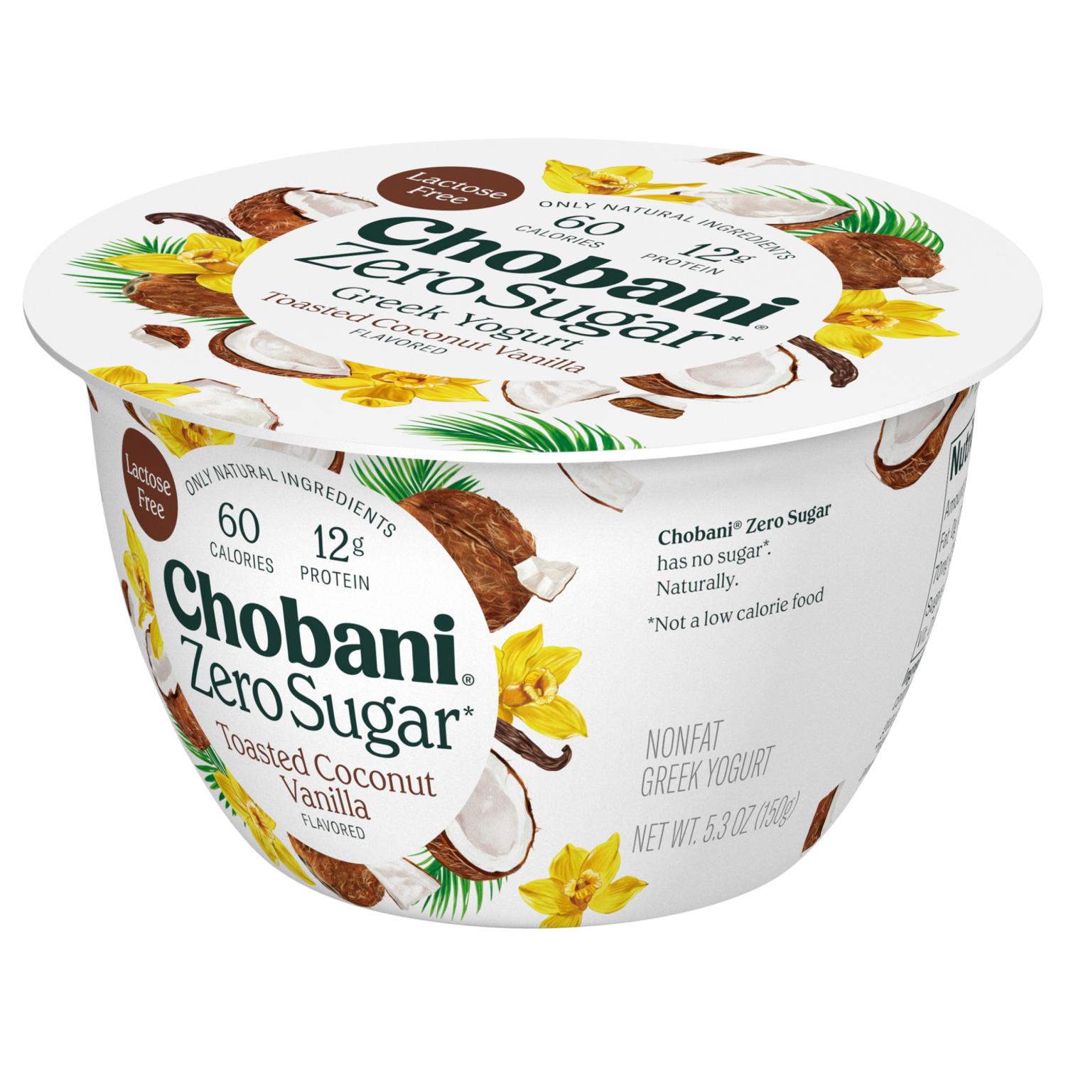 slide 3 of 7, Chobani Zero Sugar Toasted Coconut Vanilla Yogurt, 5.3 oz