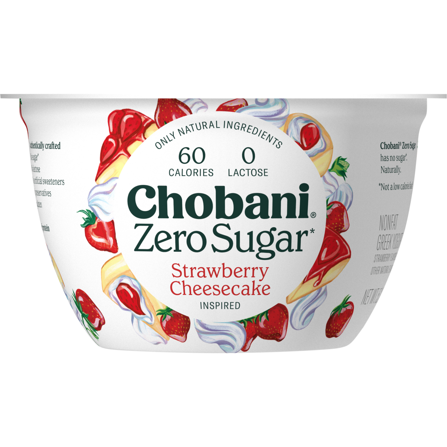 slide 3 of 5, Chobani Yogurt, Zero Sugar, Strawberry Cheesecake Inspired, 5.3 oz
