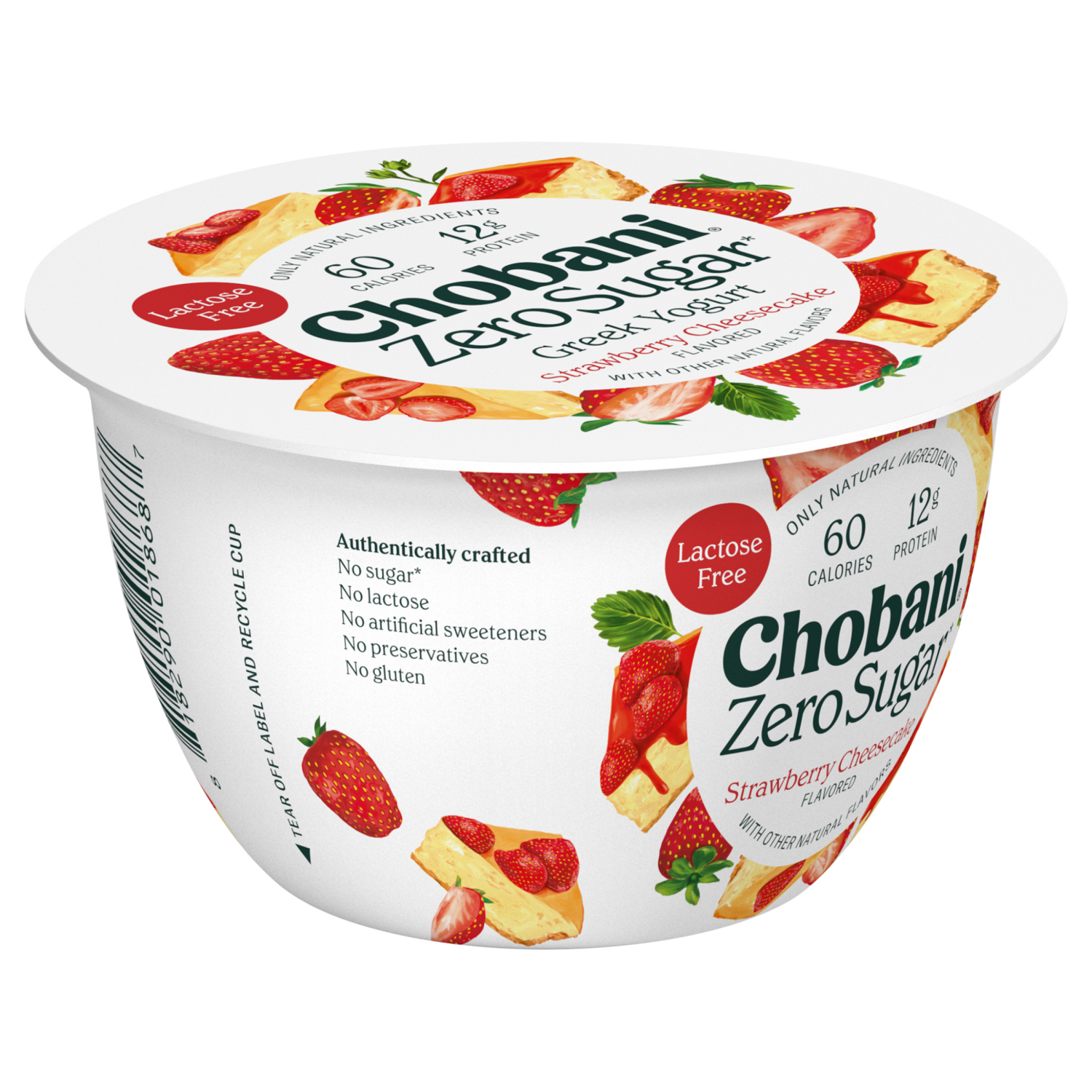 slide 5 of 5, Chobani Yogurt, Zero Sugar, Strawberry Cheesecake Inspired, 5.3 oz