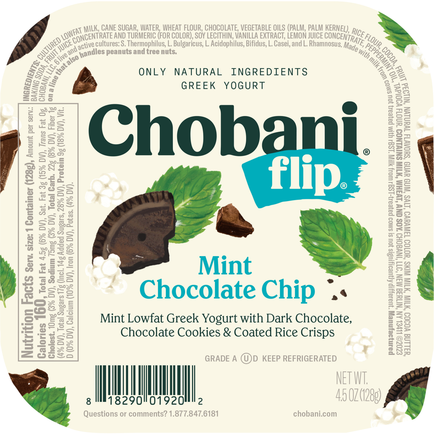 slide 4 of 5, Chobani Yogurt, Greek, Mint Chocolate Chip, 4.5 oz