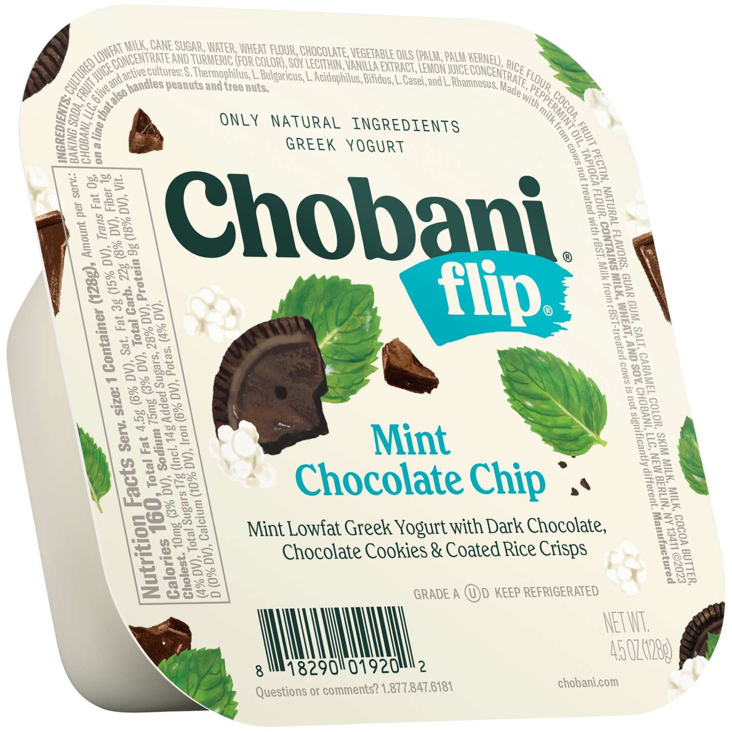 slide 1 of 5, Chobani Yogurt, Greek, Mint Chocolate Chip, 4.5 oz
