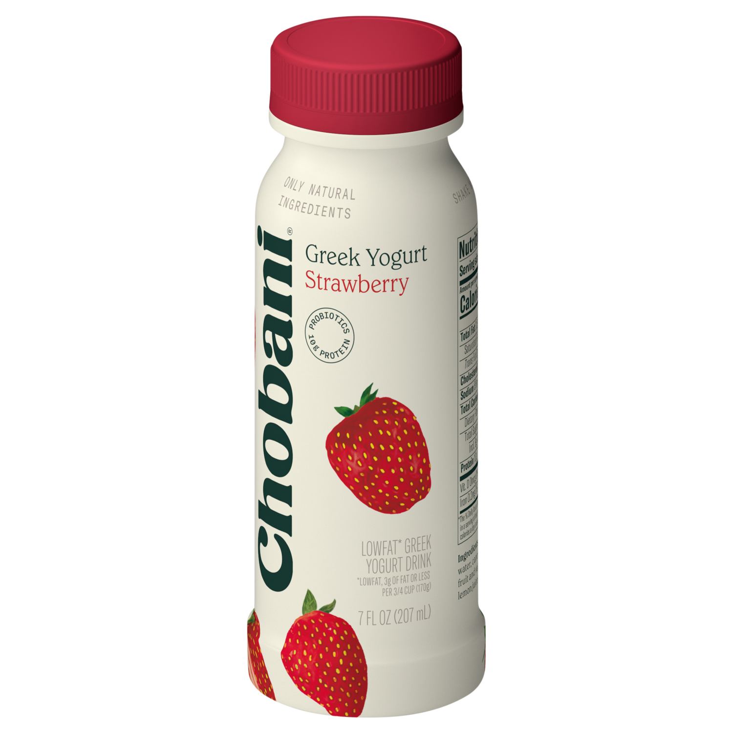 slide 3 of 7, Chobani Yogurt Drink, Greek, Lowfat, Strawberry, 7 fl oz