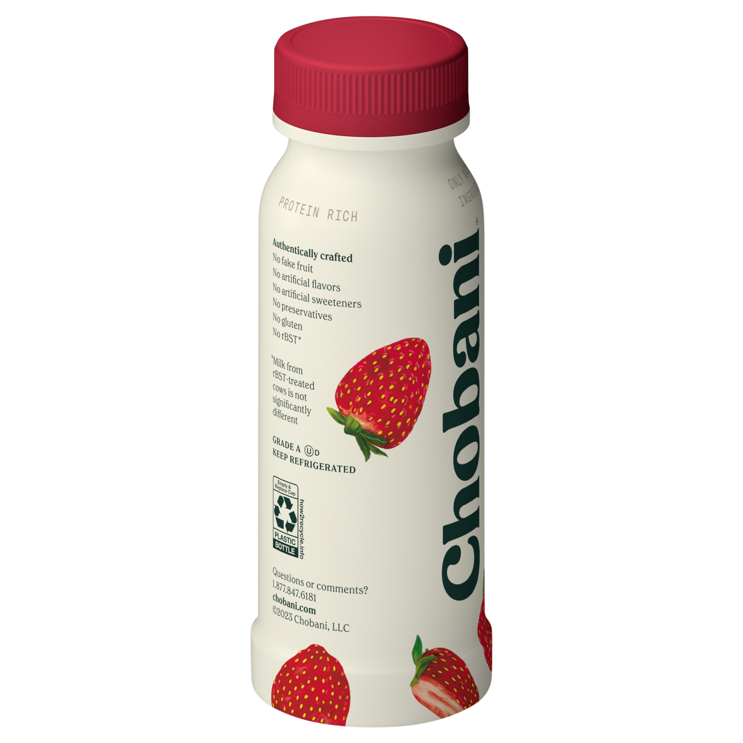 slide 7 of 7, Chobani Yogurt Drink, Greek, Lowfat, Strawberry, 7 fl oz