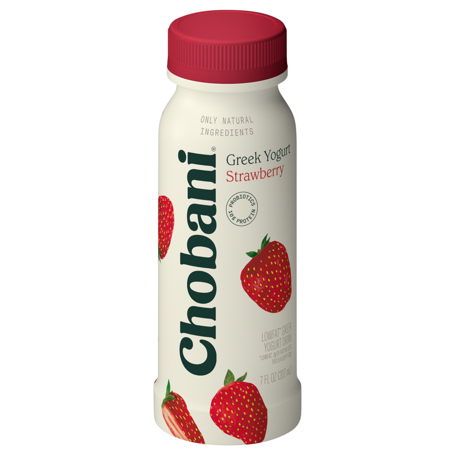 slide 1 of 7, Chobani Yogurt Drink, Greek, Lowfat, Strawberry, 7 fl oz
