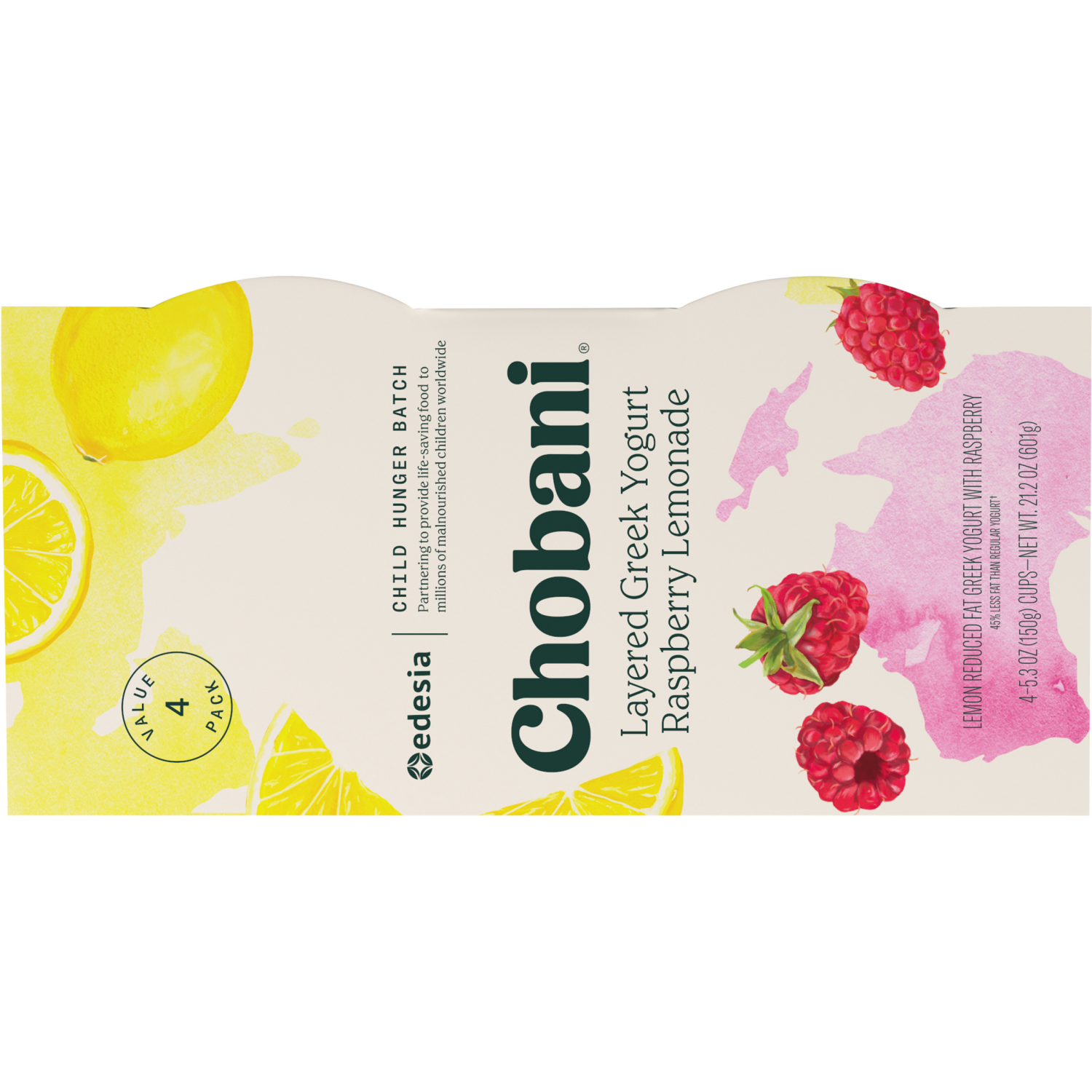 slide 6 of 7, Chobani Reduced Fat Greek Yogurt Raspberry Lemonade 5.3oz 4PK, 4 ct